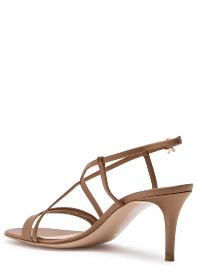 Gianvito Rossi Larisse Strappy Leather Sandals With Gold-tone Detail In Brown