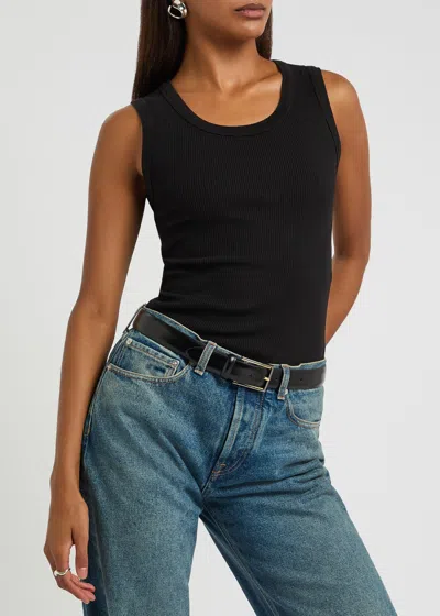 Andersons Belts Glossed Leather Belt In Black