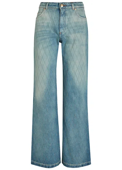 Balmain Diamond Denim Straight-fit Jeans In Animal Print