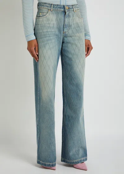 Balmain Diamond Denim Straight-fit Jeans In Animal Print