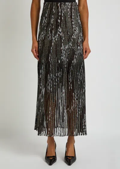 Missoni Gonna Midi Plissettata A Righe Multicolor In Gray