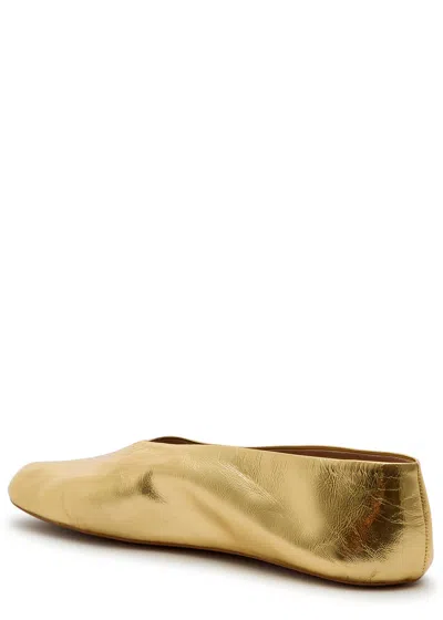 The Row Stella Metallic Crinkled-leather Ballet Flats In Gold