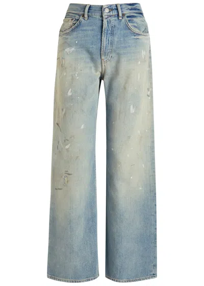 Acne Studios Paint And Dirt-effect Straight-leg Jeans In Blue