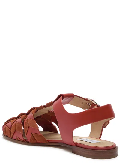 Gabriela Hearst Willow Suede-trimmed Leather Sandals In Orange