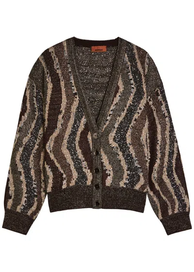 Missoni Boxy Cardigan With Buttons And Wave Pattern In Multi