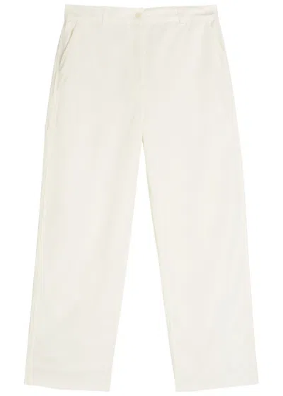 The Row Sharka Straight-leg Cotton-blend Trousers In White