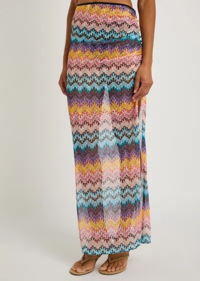 Missoni Patterned-intarsia Mesh Midi Skirt In Multi