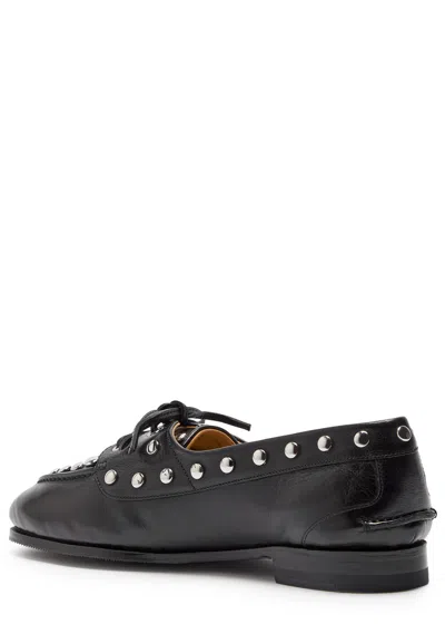 Bally Round Toe Studded Leather Loafers In Black