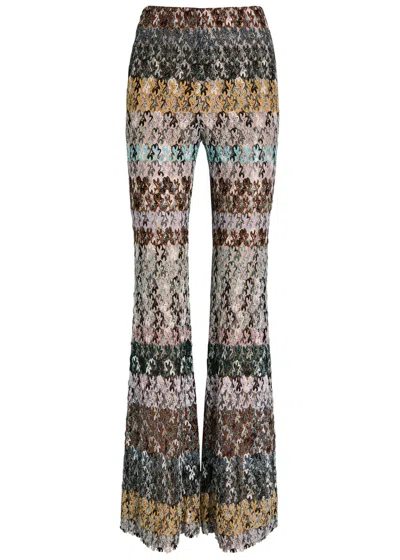 Missoni Striped Metallic-knit Trousers In Multi