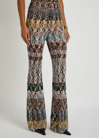 Missoni Striped Metallic-knit Trousers In Multi