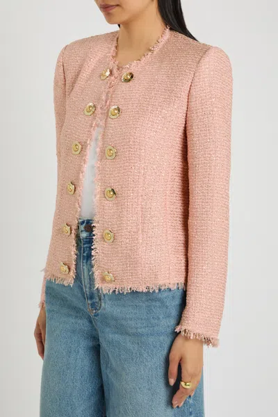 Balmain Edge-to-edge Sequin Tweed Jacket In Pink