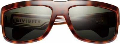 Ivi Vision Men's Lividity Sunglasses In Polished Classic Tortoise / Green Grey Lens In Red