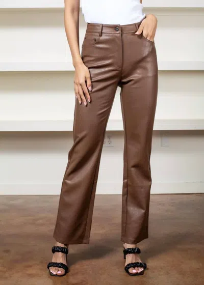 Lucy Paris Adler Faux Leather Pant In Brown In Brown