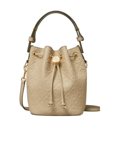 Tory Burch T Monogram Leather Mini Bucket Bag In Brown