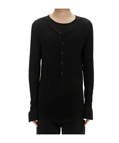 Ann Demeulemeester Leo Double Layer Serafino Top In Black