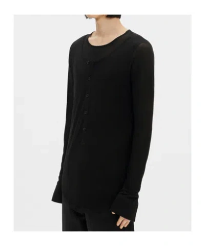 Ann Demeulemeester Leo Double Layer Serafino Top In Black