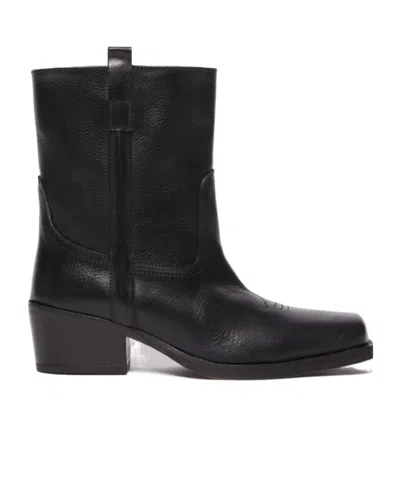 Weekend Max Mara Square Toe Ankle Boots In Black
