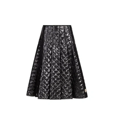 Moncler Gonna Midi Padded With Quilted Checkered Pattern In Black