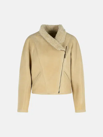 Isabel Marant 'blondine' Shearling Ecru Jacket In Sand