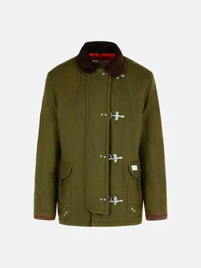 Fay '4ganci' Green Wool Blend Jacket In Green