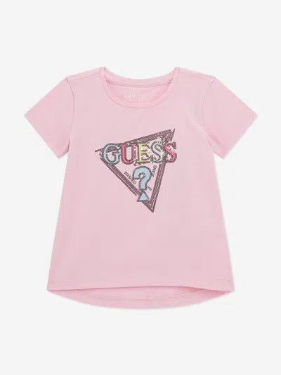Guess Girls High Low T-shirt In Pink
