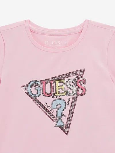 Guess Girls High Low T-shirt In Pink