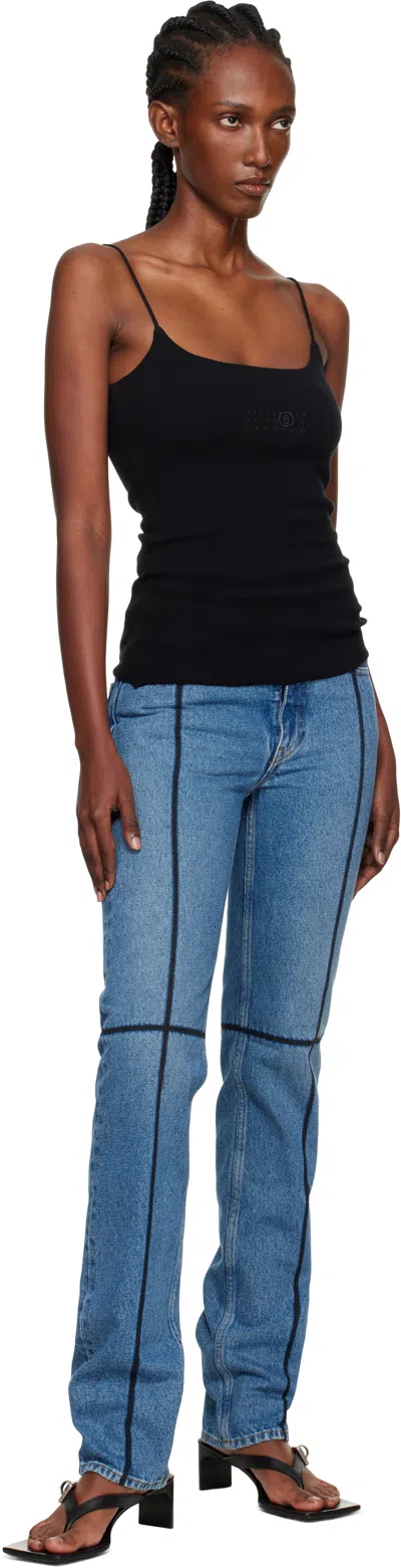 Mm6 Maison Margiela Mm6 By Maison Margiela Flared Blue Jeans With Contrasting Stitching In Blue