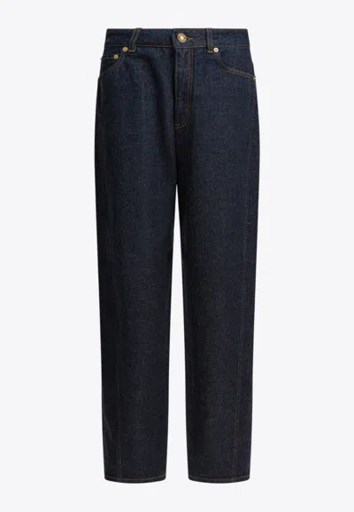 Givenchy Basic Logo-patch Cocoon Jeans In Blue