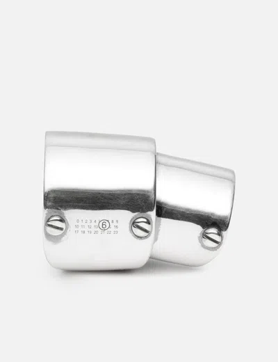 Mm6 Maison Margiela Minimal Logo 4mm Ring In Silver