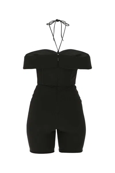 Saint Laurent Halterneck Playsuit With Crystals In Black