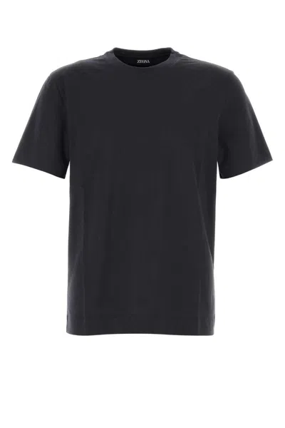 Zegna T-shirt In Cotone Blu Scuro  Uomo In Blue