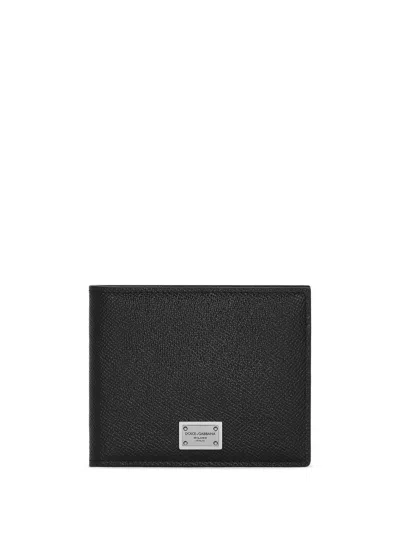 Dolce & Gabbana Bi-fold Wallet With Logo Plaque In Black