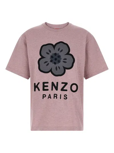 Kenzo T-shirt Oversize Boke Flower Rosa In Multi