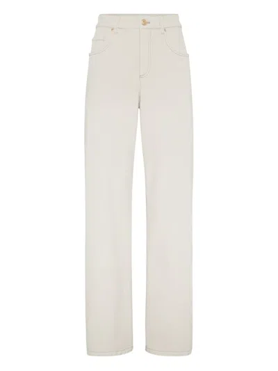 Brunello Cucinelli High-waisted Straight-leg Jeans In White