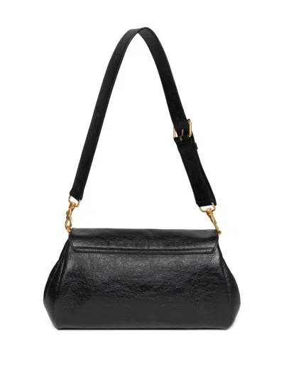 Dries Van Noten Textured Leather Shoulder Bag With Gold-tone Buckle Closure In Black