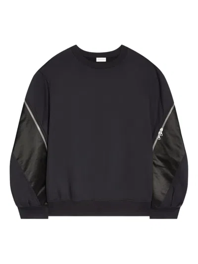 Dries Van Noten Black Contrasting Panels Crewneck Sweatshirt In Black