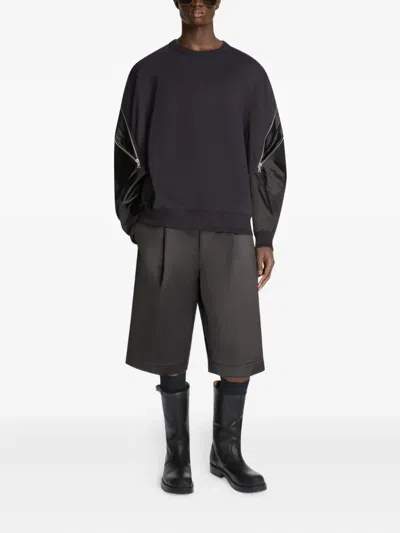 Dries Van Noten Black Contrasting Panels Crewneck Sweatshirt In Black