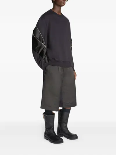 Dries Van Noten Black Contrasting Panels Crewneck Sweatshirt In Black