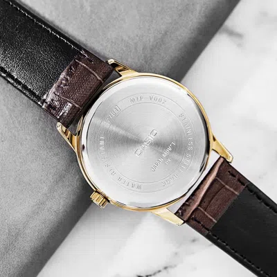 Casio Dress Series Quartz Mtp-v002gl-1b /black Brown Analog In Burgundy