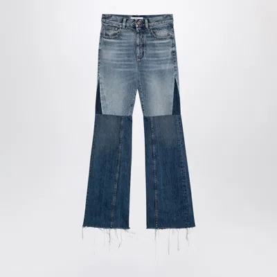 Chloé Patchwork Cotton Denim Jeans In Blue