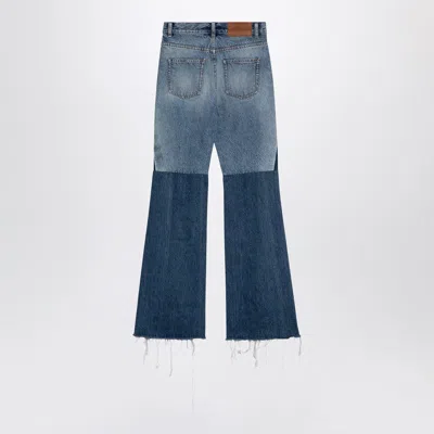 Chloé Patchwork Cotton Denim Jeans In Blue