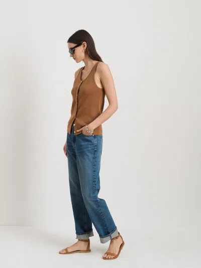 Alex Mill Louisa Vest In Cotton Cashmere In Brown