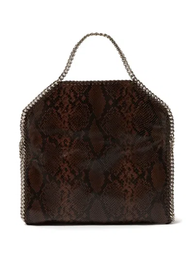 Stella Mccartney Folded Falabella Tote Bag With Snakeskin Effect In Brown