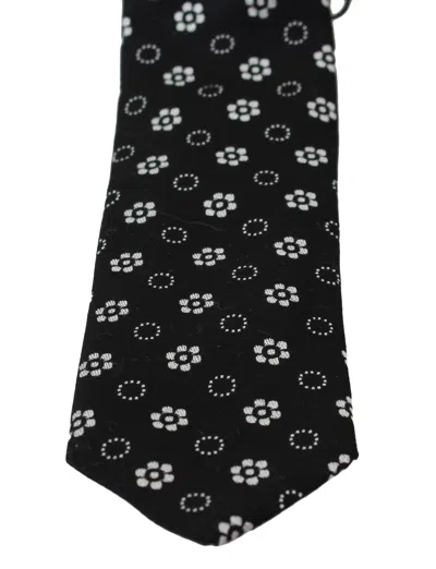 Dolce & Gabbana Black 100% Silk Floral Print Print Classic Men's Tie In Black