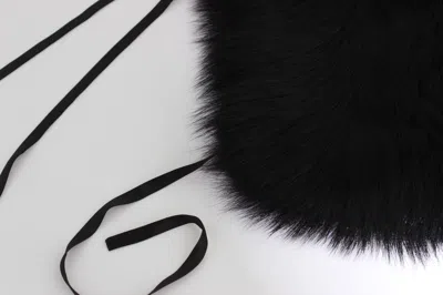 Dolce & Gabbana Black Fox Fur Shoulder Wrap Cover Collar Scarf In Black