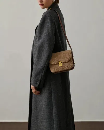 Soeur Bellissima Mini Fur And Leather Shoulder Bag In Brown