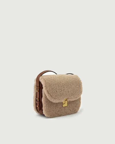 Soeur Bellissima Mini Fur And Leather Shoulder Bag In Brown