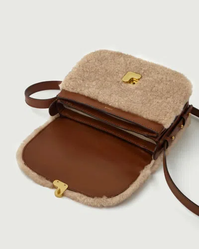 Soeur Bellissima Mini Fur And Leather Shoulder Bag In Brown