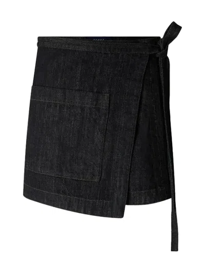 Soeur Womens Denim Brut Noir Eloise Wrap-front Denim Mini Skirt In Blue