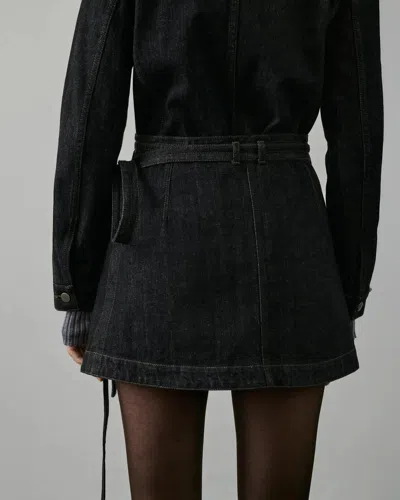 Soeur Womens Denim Brut Noir Eloise Wrap-front Denim Mini Skirt In Blue